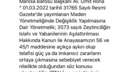 Manisa Barosu’ ndan Zeytin Alanları Hassasiyeti