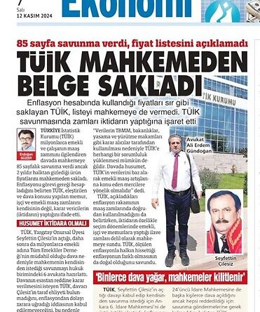 TÜİK Baz Alınan Enflasyon Verilerini Mahkemeyle Paylaşmadı